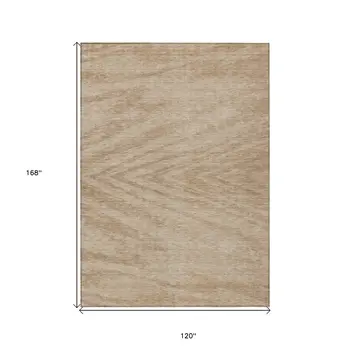 10' X 14' Khaki And Brown Abstract Washable Indoor Outdoor Area Rug