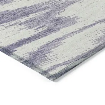 3' X 5' Lavender And Ivory Abstract Washable Indoor Outdoor Area Rug