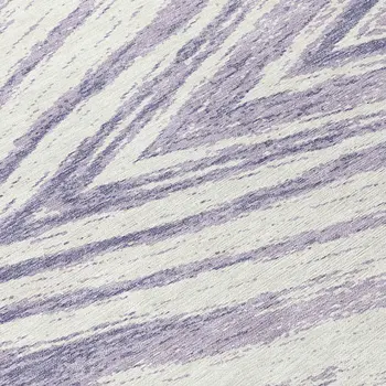 8' Lavender And Ivory Round Abstract Washable Indoor Outdoor Area Rug