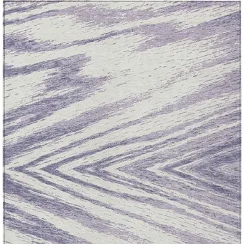 8' X 10' Lavender And Ivory Abstract Washable Indoor Outdoor Area Rug