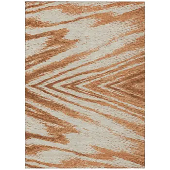 3' X 5' Orange Brown And Beige Abstract Washable Indoor Outdoor Area Rug
