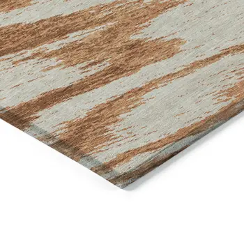 3' X 5' Orange Brown And Beige Abstract Washable Indoor Outdoor Area Rug