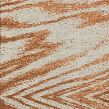 3' X 5' Orange Brown And Beige Abstract Washable Indoor Outdoor Area Rug