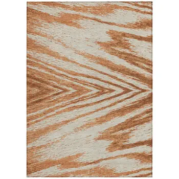 5' X 8' Orange Brown And Beige Abstract Washable Indoor Outdoor Area Rug