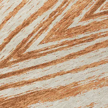 8' Orange Brown And Beige Round Abstract Washable Indoor Outdoor Area Rug