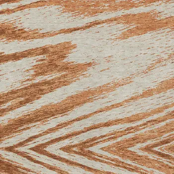 8' X 10' Orange Brown And Beige Abstract Washable Indoor Outdoor Area Rug
