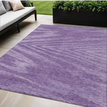 5' X 8' Purple And Ivory Abstract Washable Indoor Outdoor Area Rug