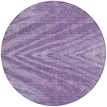 8' Purple And Ivory Round Abstract Washable Indoor Outdoor Area Rug
