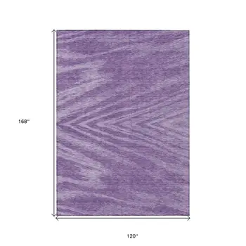 10' X 14' Purple And Ivory Abstract Washable Indoor Outdoor Area Rug