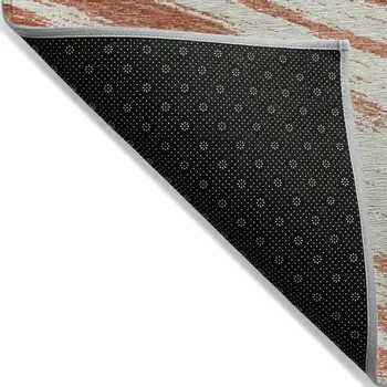 3' X 5' Salmon And Ivory Abstract Washable Indoor Outdoor Area Rug