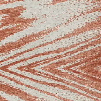 3' X 5' Salmon And Ivory Abstract Washable Indoor Outdoor Area Rug