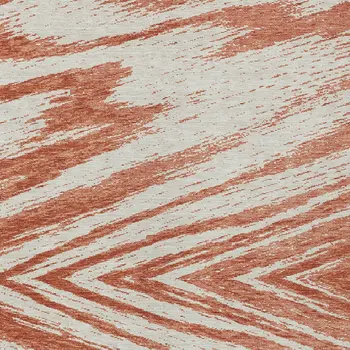 5' X 8' Salmon And Ivory Abstract Washable Indoor Outdoor Area Rug