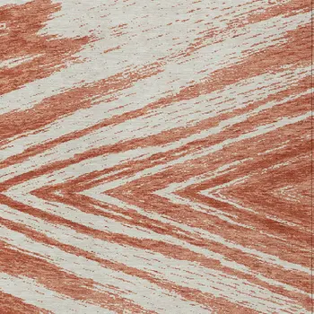 8' X 10' Salmon And Ivory Abstract Washable Indoor Outdoor Area Rug