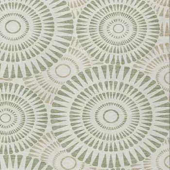 3' X 5' Artichoke Green Brown And Beige Geometric Washable Indoor Outdoor Area Rug