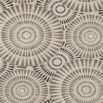 9' X 12' Brown And Beige Geometric Washable Indoor Outdoor Area Rug