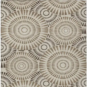 10' X 14' Brown And Beige Geometric Washable Indoor Outdoor Area Rug