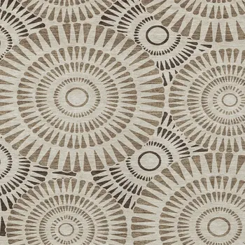 10' X 14' Brown And Beige Geometric Washable Indoor Outdoor Area Rug