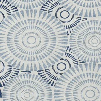 3' X 5' Blue And Ivory Geometric Washable Indoor Outdoor Area Rug