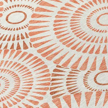 8' X 10' Coral And Ivory Geometric Washable Indoor Outdoor Area Rug