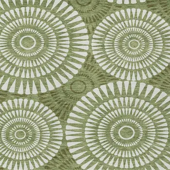 8' X 10' Green And Ivory Geometric Washable Indoor Outdoor Area Rug