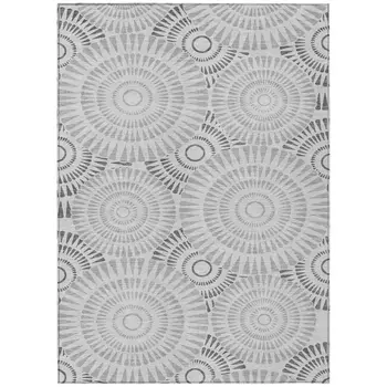 3' X 5' Gray And Dark Gray Geometric Washable Indoor Outdoor Area Rug