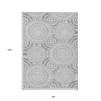 8' X 10' Gray And Dark Gray Geometric Washable Indoor Outdoor Area Rug