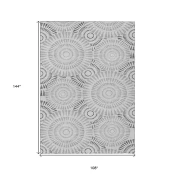 9' X 12' Gray And Dark Gray Geometric Washable Indoor Outdoor Area Rug
