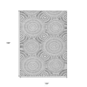 10' X 14' Gray And Dark Gray Geometric Washable Indoor Outdoor Area Rug