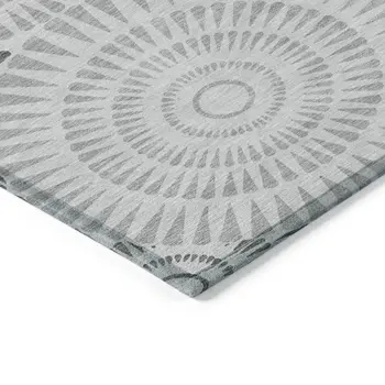 10' X 14' Gray And Dark Gray Geometric Washable Indoor Outdoor Area Rug
