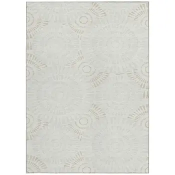 10' X 14' Ivory And Gray Geometric Washable Indoor Outdoor Area Rug