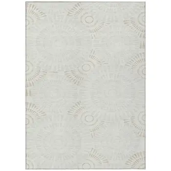 10' X 14' Ivory And Gray Geometric Washable Indoor Outdoor Area Rug