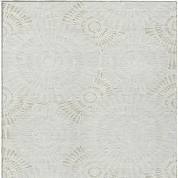 10' X 14' Ivory And Gray Geometric Washable Indoor Outdoor Area Rug