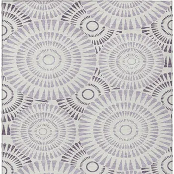 3' X 5' Lavender And Ivory Geometric Washable Indoor Outdoor Area Rug