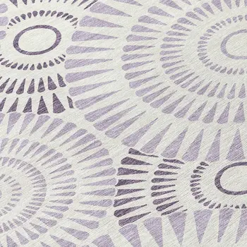 3' X 5' Lavender And Ivory Geometric Washable Indoor Outdoor Area Rug