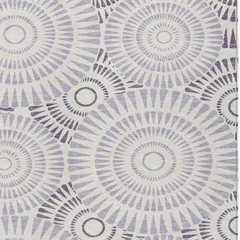 8' X 10' Lavender And Ivory Geometric Washable Indoor Outdoor Area Rug