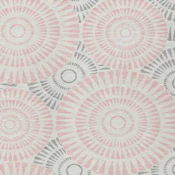 3' X 5' Pink Gray And Ivory Geometric Washable Indoor Outdoor Area Rug