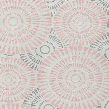 5' X 8' Pink Gray And Ivory Geometric Washable Indoor Outdoor Area Rug