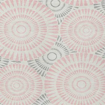 9' X 12' Pink Gray And Ivory Geometric Washable Indoor Outdoor Area Rug