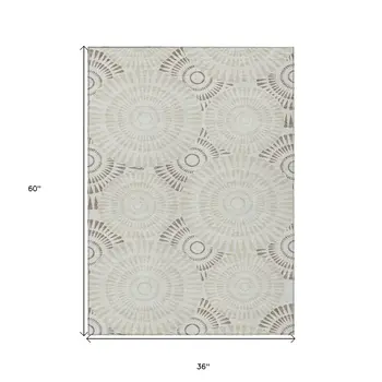 3' X 5' Taupe And Brown Geometric Washable Indoor Outdoor Area Rug