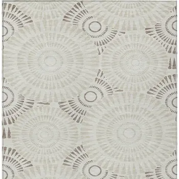 5' X 8' Taupe And Brown Geometric Washable Indoor Outdoor Area Rug