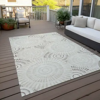 8' X 10' Taupe And Brown Geometric Washable Indoor Outdoor Area Rug