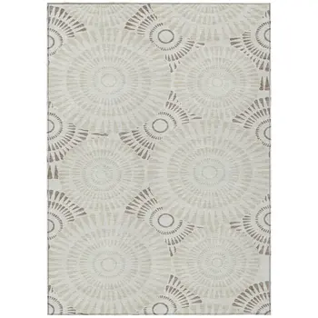 9' X 12' Taupe And Brown Geometric Washable Indoor Outdoor Area Rug