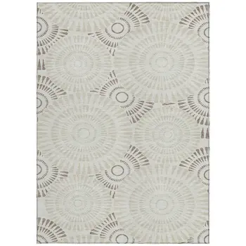 10' X 14' Taupe And Brown Geometric Washable Indoor Outdoor Area Rug