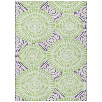 8' X 10' Green And Purple Geometric Washable Indoor Outdoor Area Rug