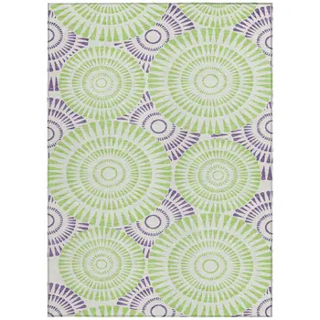 8' X 10' Green And Purple Geometric Washable Indoor Outdoor Area Rug
