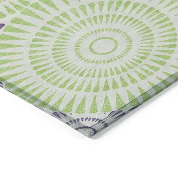 8' X 10' Green And Purple Geometric Washable Indoor Outdoor Area Rug