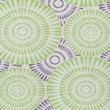 10' X 14' Green And Purple Geometric Washable Indoor Outdoor Area Rug