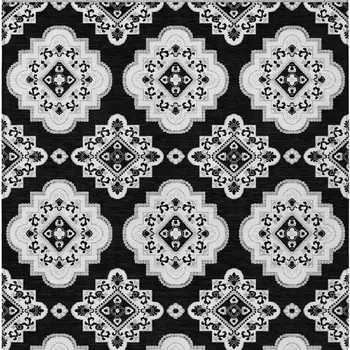 8' X 10' Black Medallion Washable Indoor Outdoor Area Rug