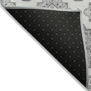 8' X 10' Gray And Ivory Medallion Washable Indoor Outdoor Area Rug