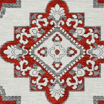 8' X 10' Red And Beige Medallion Washable Indoor Outdoor Area Rug